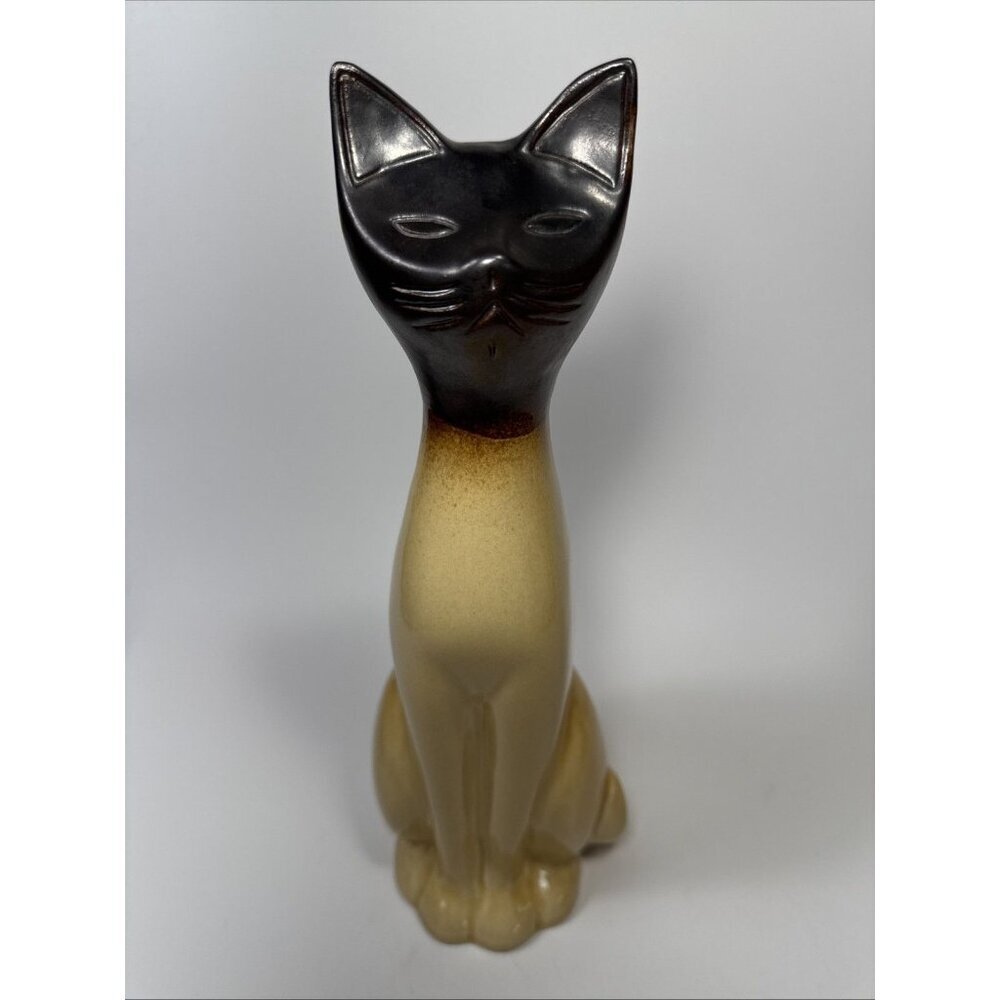 Vtg mcm Ceramic Long 11” Siamese Cat Figure Kitschy Cute - Picture 3 of 10